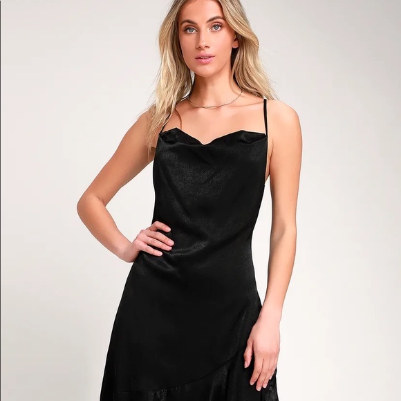 Lulus Need Your Love Black Satin Slip Dress - Picture 6 of 8